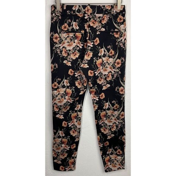 H&M Black Floral Print Slim Fit Pants 6 - Picture 3 of 5